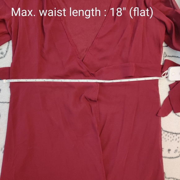 NWOT Burgundy Maxi Wrap Dress With Embroidered Sleeves - Picture 7 of 10